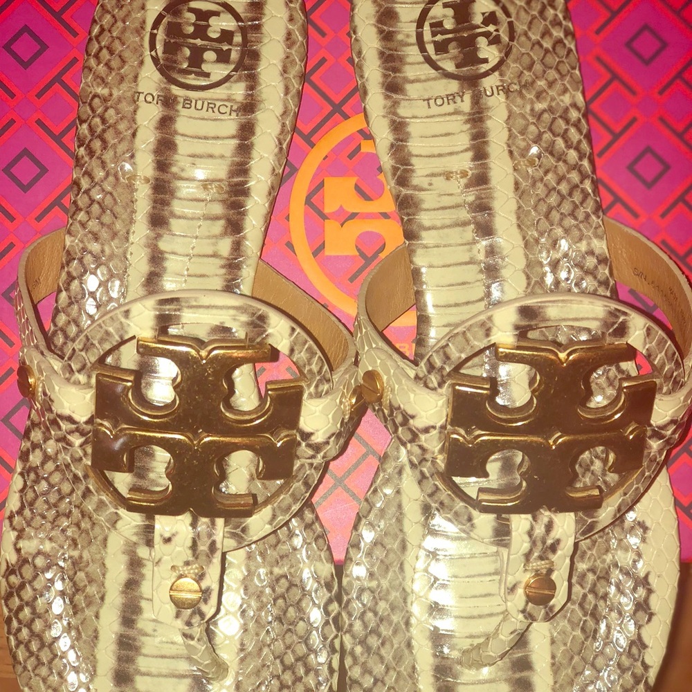 Tory Burch snakeskin Miller Sandals